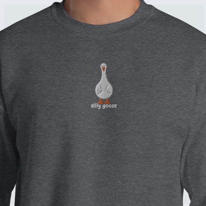 Silly Goose Sweatshirt Embroidered Goose Sweater