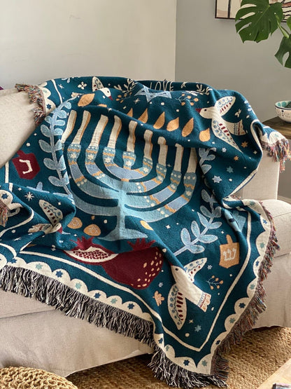 Bar Mitzvah Throw Blanket, Personalized Hebrew Gift, Modern Jewish Art, Peace, Gift For Bar Mitzvah