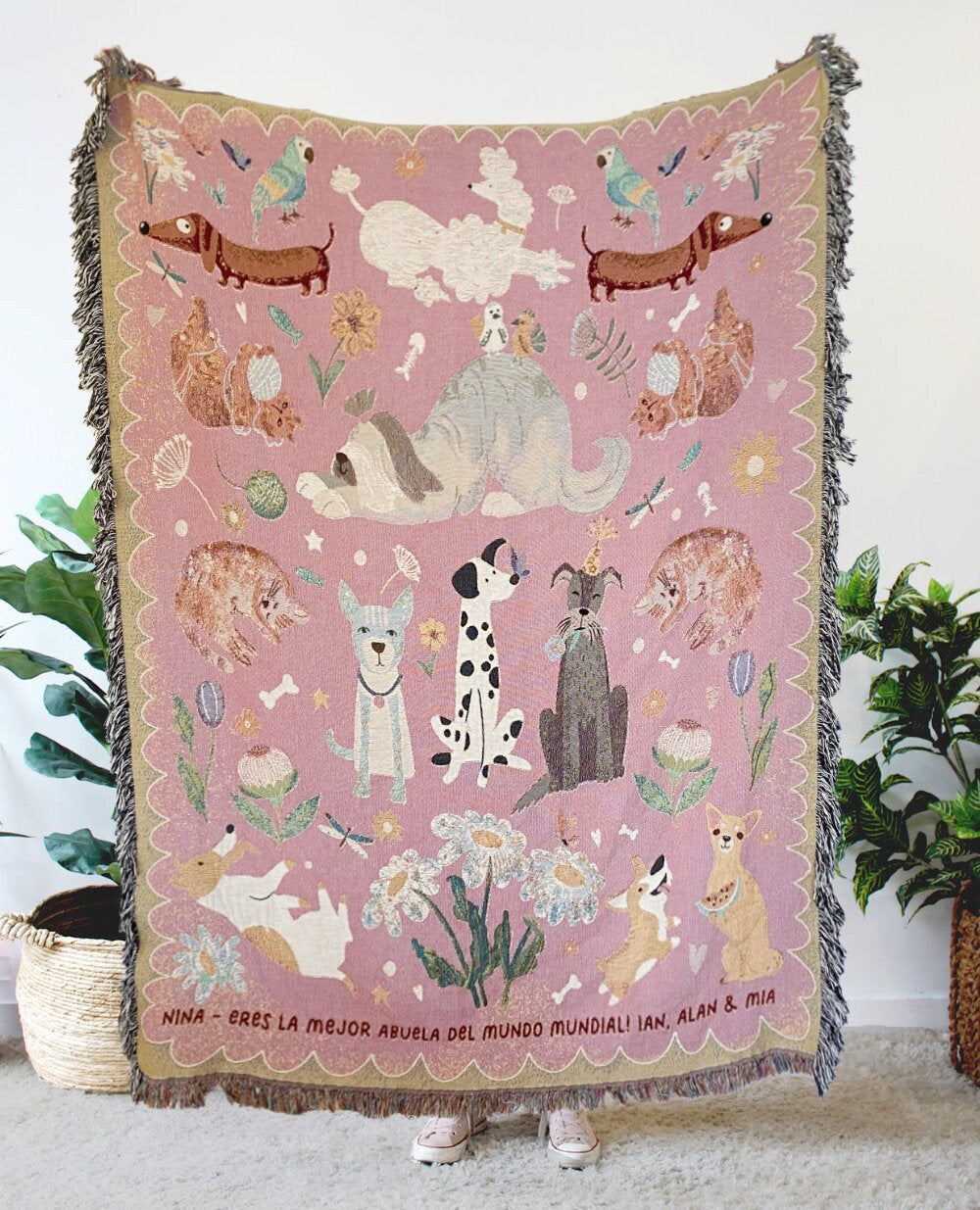 Custom Blanket For Pet Lovers Cat And Dog Woven Throw Tapestry, Personalized Dog And Cat Mom, Light Weighted Blanket, Custom Dog Lover Gift