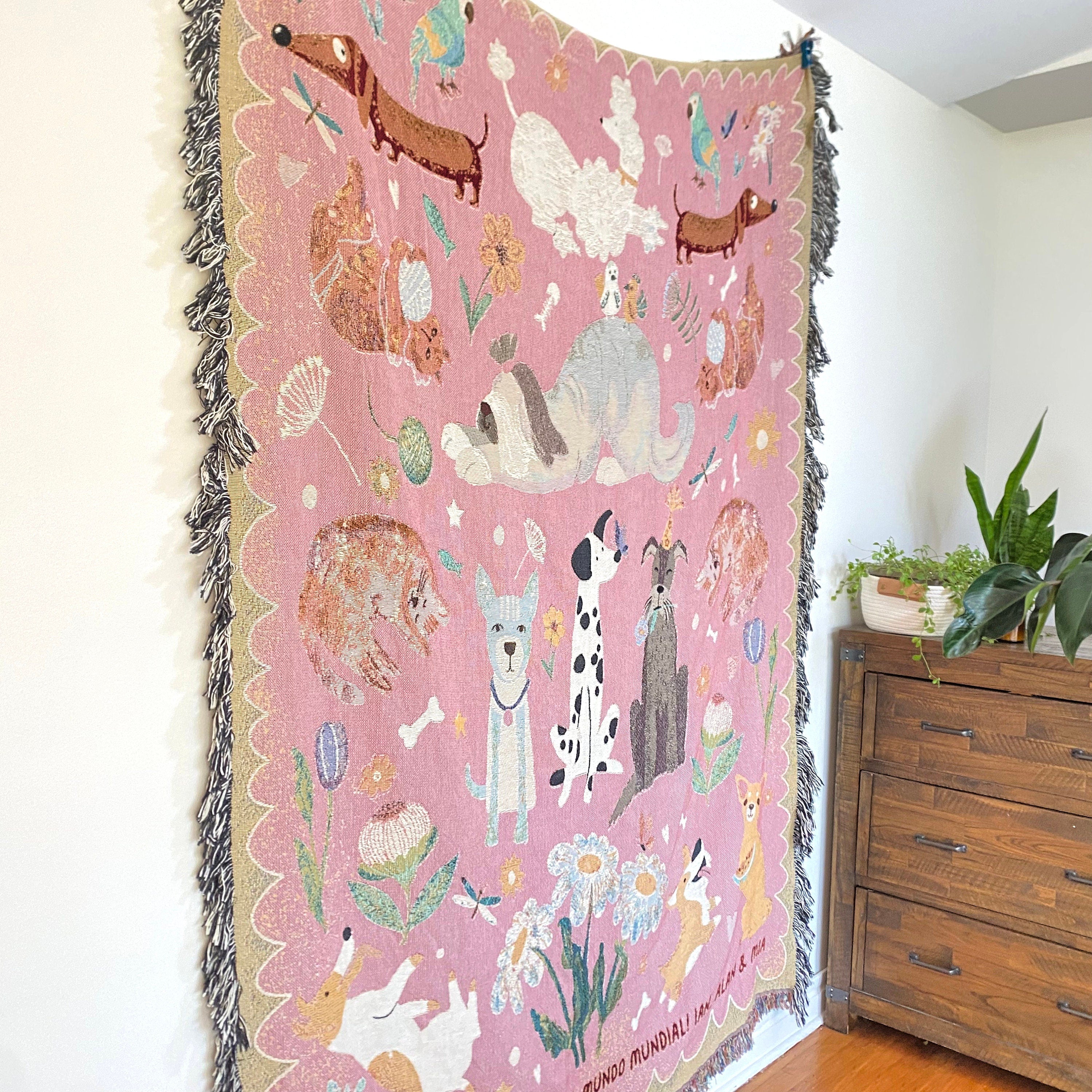Personalized Blanket For Pet Lovers: Cats And Dogs Woven Throw Tapestry, Dog And Cat Mom, Light Weighted Blanket, Dog Lover Gift