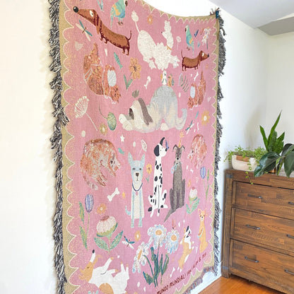 Personalized Blanket For Pet Lovers: Cats And Dogs Woven Throw Tapestry, Dog And Cat Mom, Light Weighted Blanket, Dog Lover Gift