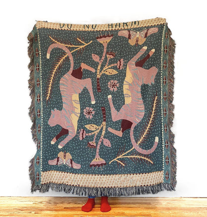 Eclectic Woven Throw Blanket. Maximalist Bedroom - Tapestry Aesthetic. Tiger Boho Throw Blanket. Gift For Her. Girl Power Gift.