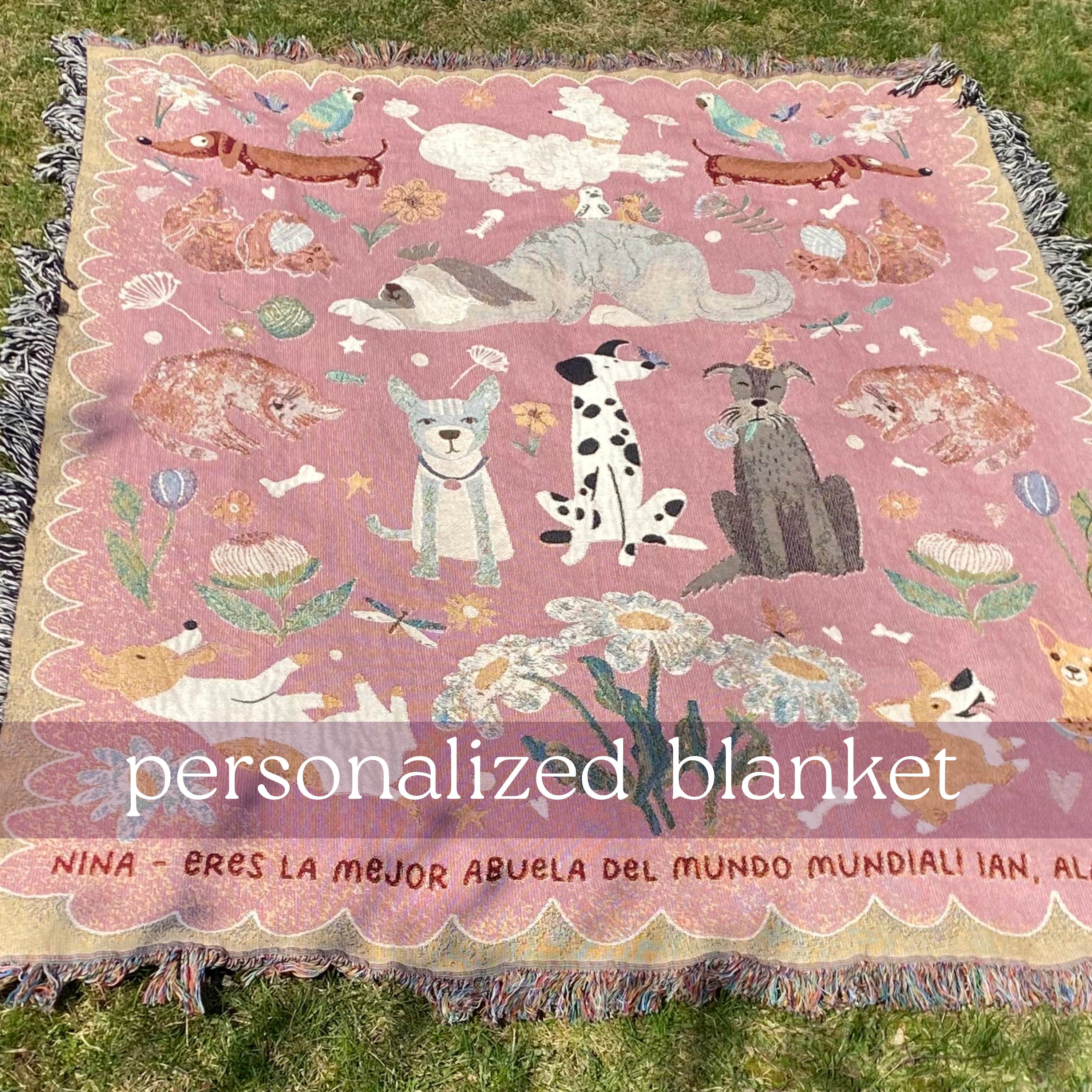 Custom Blanket For Pet Lovers Cat And Dog Woven Throw Tapestry, Personalized Dog And Cat Mom, Light Weighted Blanket, Custom Dog Lover Gift