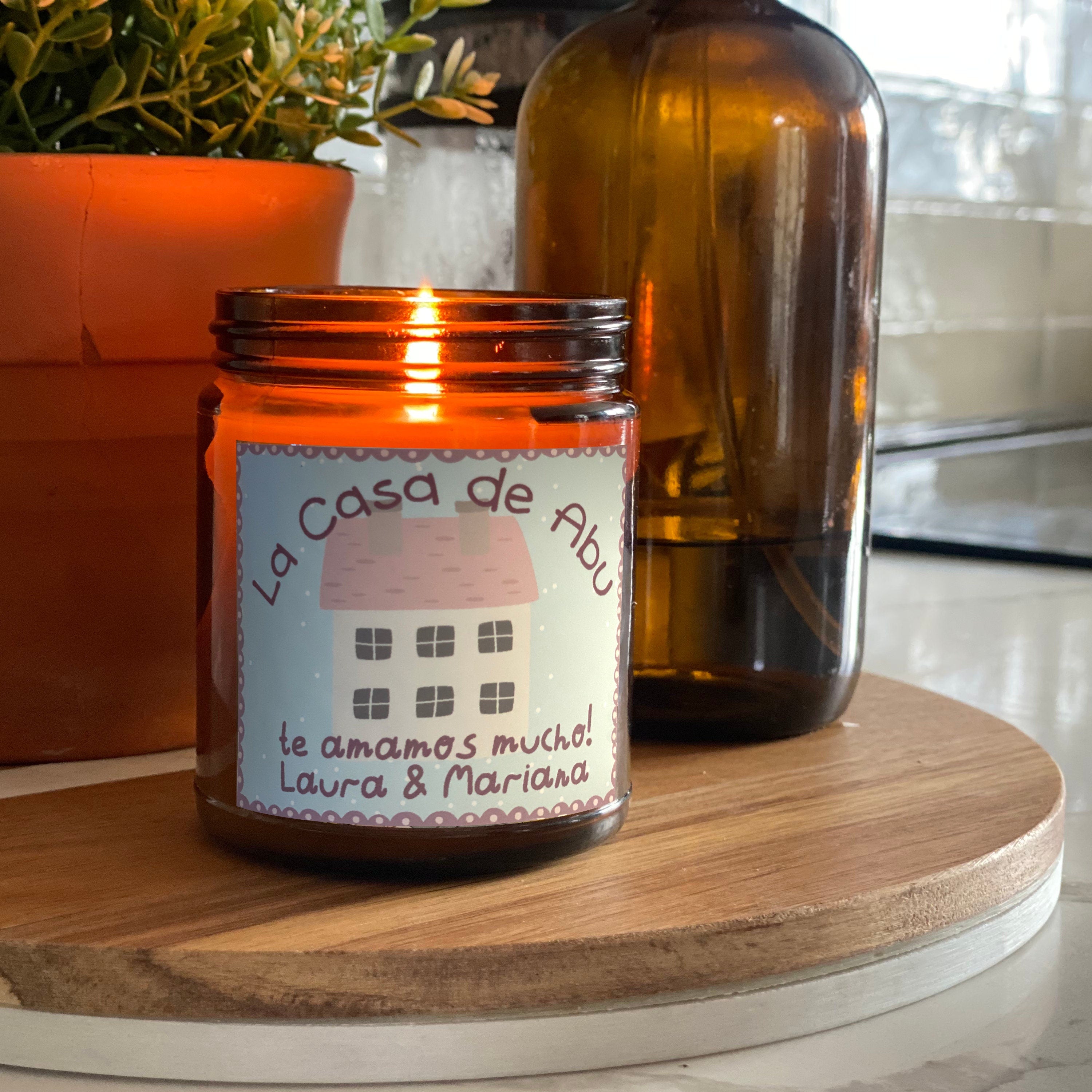 Personalized Scented Candle Mother's Day Gift Abuela Custom Candle Kitchen Island Decor Housewarming Gift for Grandma Vegan Soy Candle