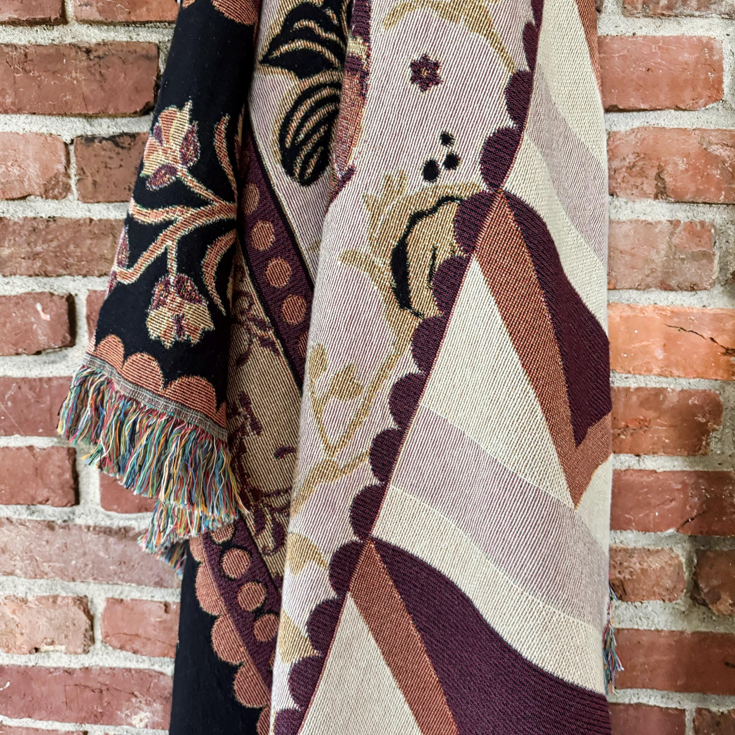 Cozy Woven Throw Blanket - Reading Nook Blanket - Modern Vintage Wall Tapestry - Personalized Woven Blanket - Gift For Reader Homebody Gift