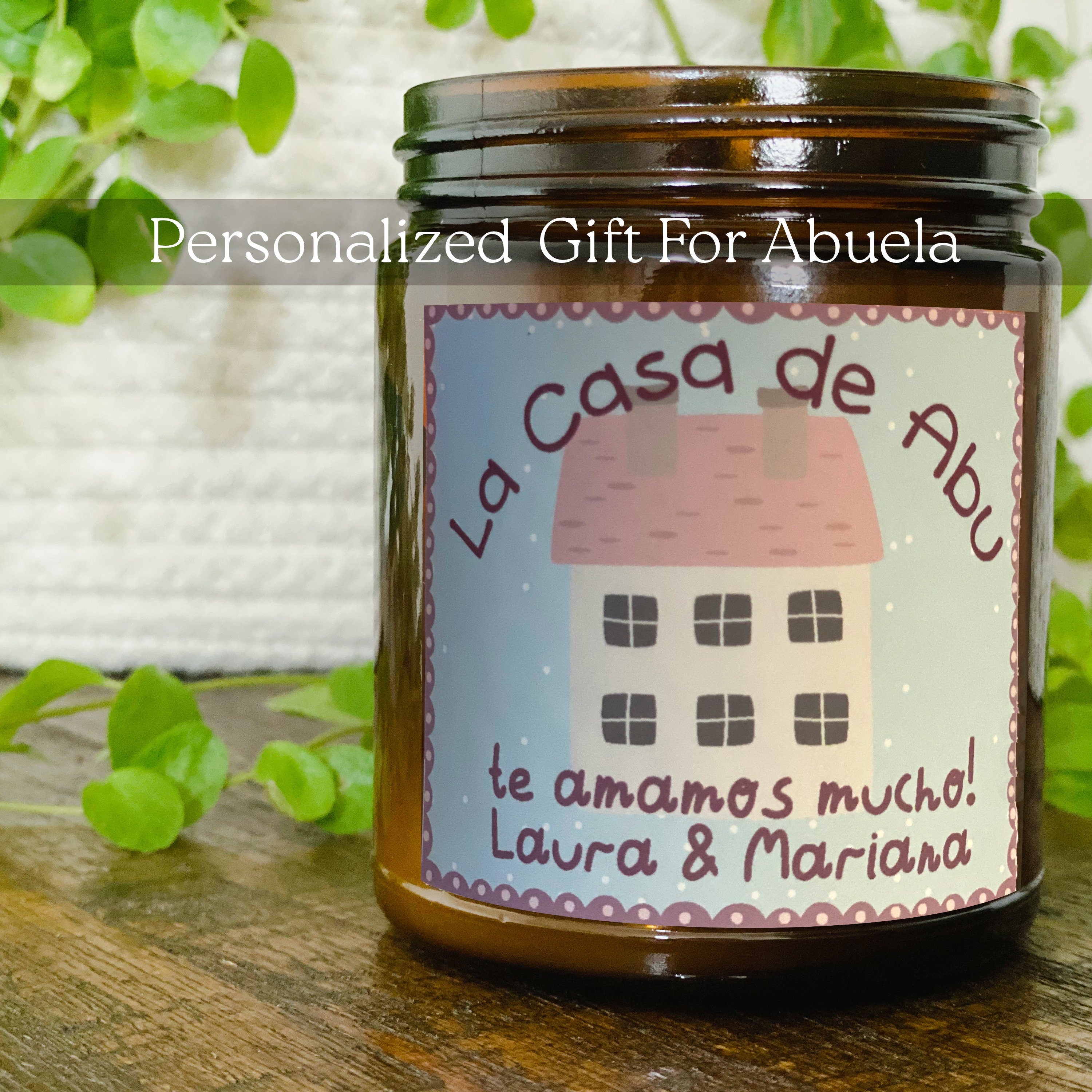 Personalized Scented Candle Mother's Day Gift Abuela Custom Candle Kitchen Island Decor Housewarming Gift for Grandma Vegan Soy Candle