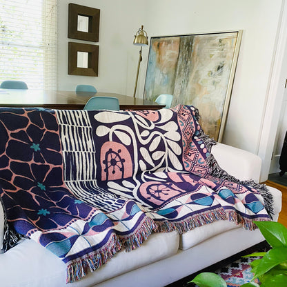 Boho Woven Tapestry, Eclectic Throw Blanket, Valentines Gift For Girlfriend, Boho Aesthetic Decor, Room Decor For Teens, Abstract Tapestry
