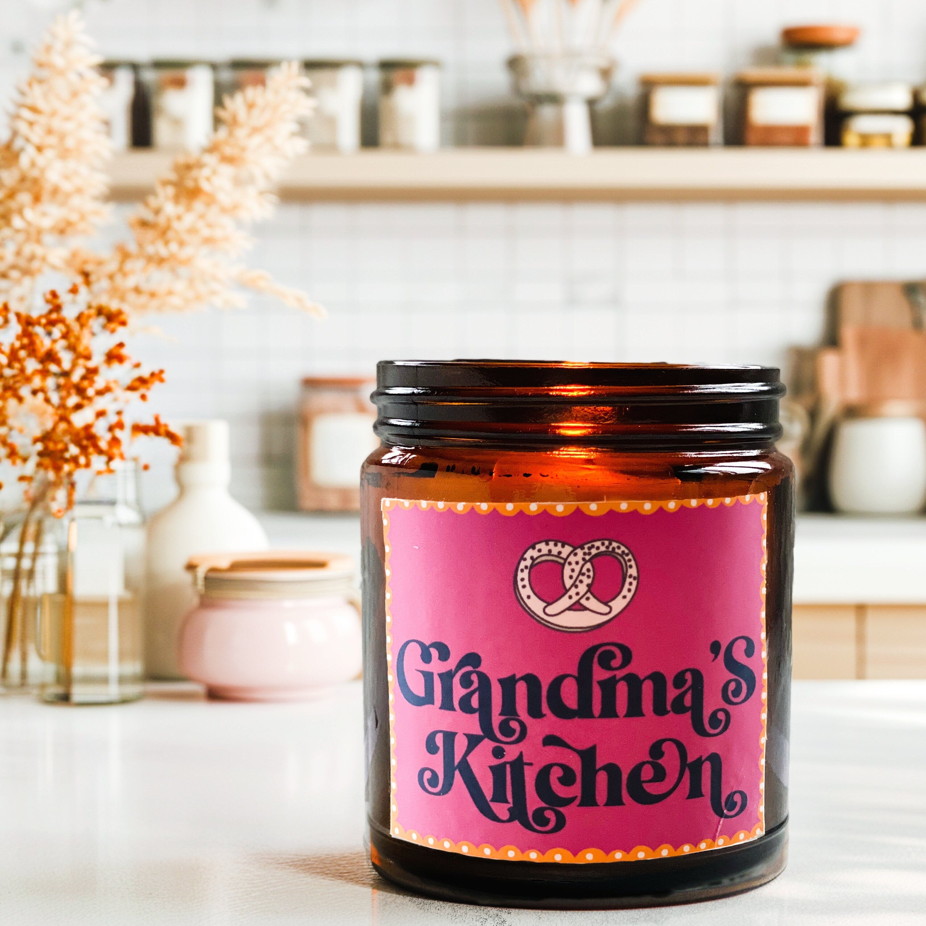 Grandma's Kitchen Scented Candle, Mother's Day Gift for Nana, Pink Coquette Room Decor, Kitchen Island Decoration