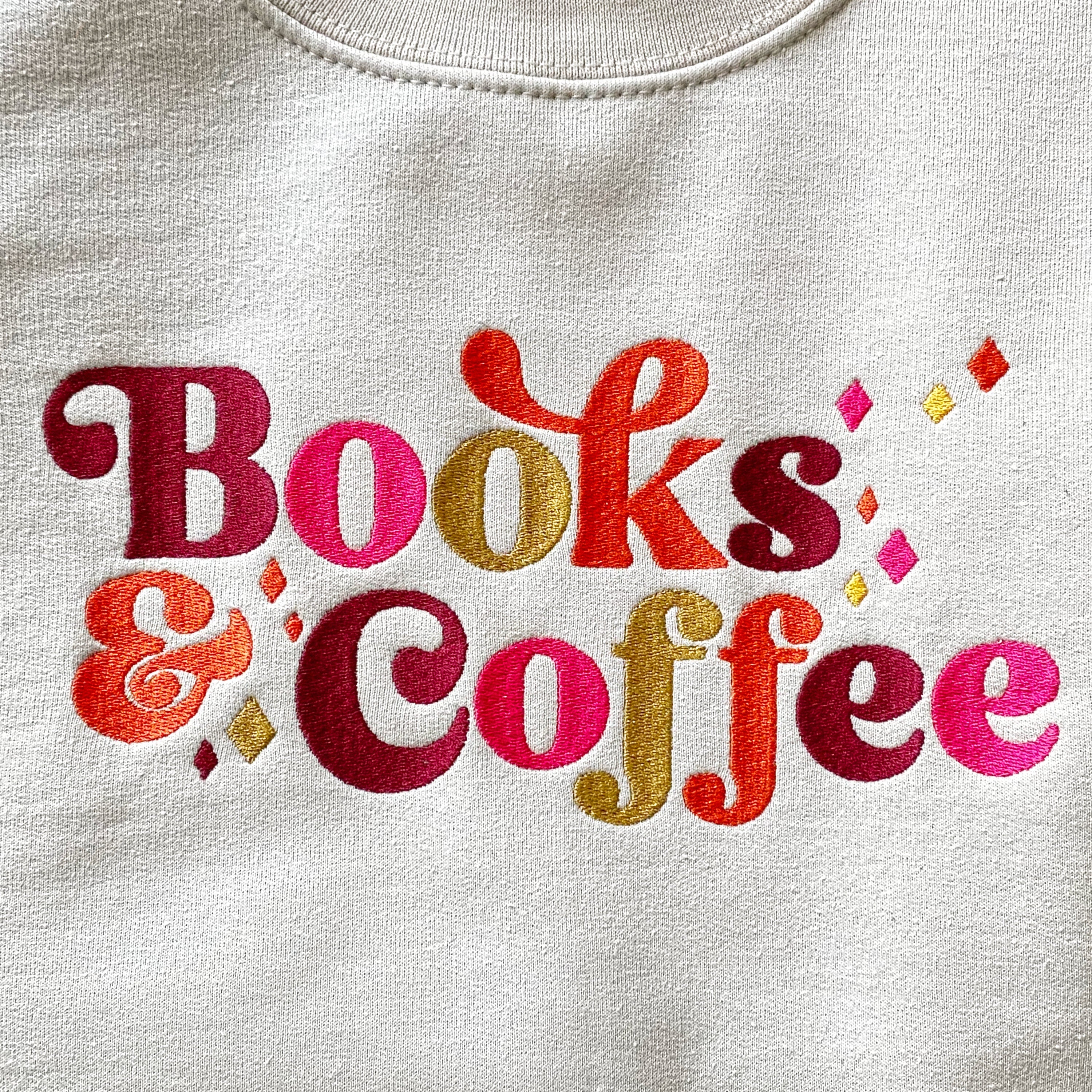 Books and Coffee Sweatshirt, Book Lover Gift, Bookish Sweatshirt, Reading Sweatshirt. Bookish, Embroidered