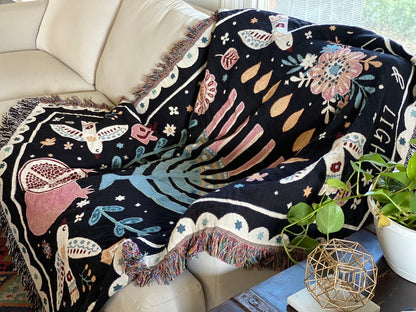 Personalized Hanukkah Gift, Jewish Home Blessing Gift, Modern Jewish Art Throw Blanket, Jewish Eclectic Home Decor