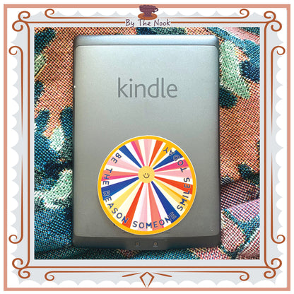 Smiley Rainbow Waterbottle Sticker, Journal Stickers, Planner Stickers, Readers Gift, Book Sticker for Laptop, Kindle Sticker