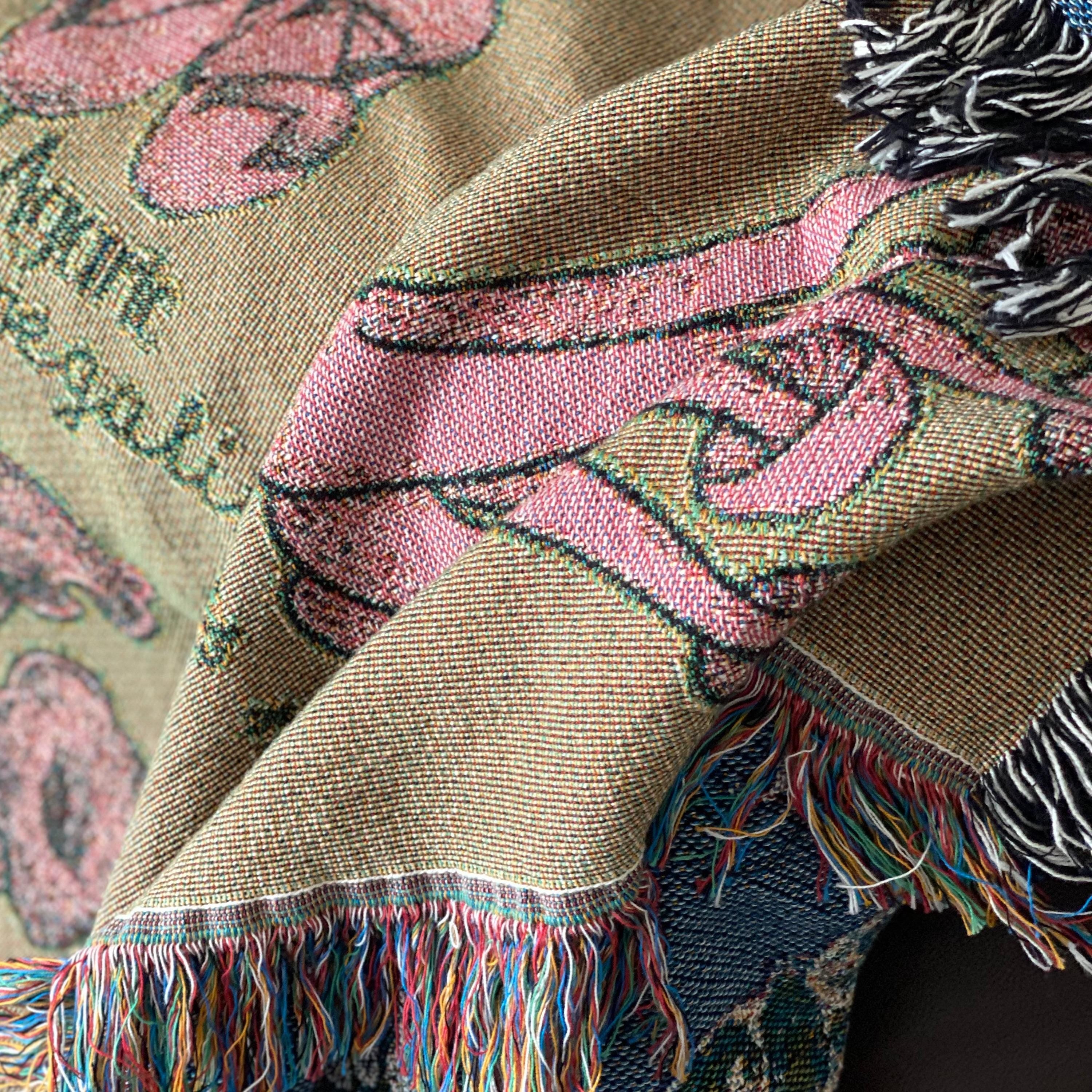 Mushroom Woven Throw Blanket Mushroom Lovers Gift Vintage Mushroom Tapestry Cabin Boho Blanket Pink Fairycore Tapestry Wall Art