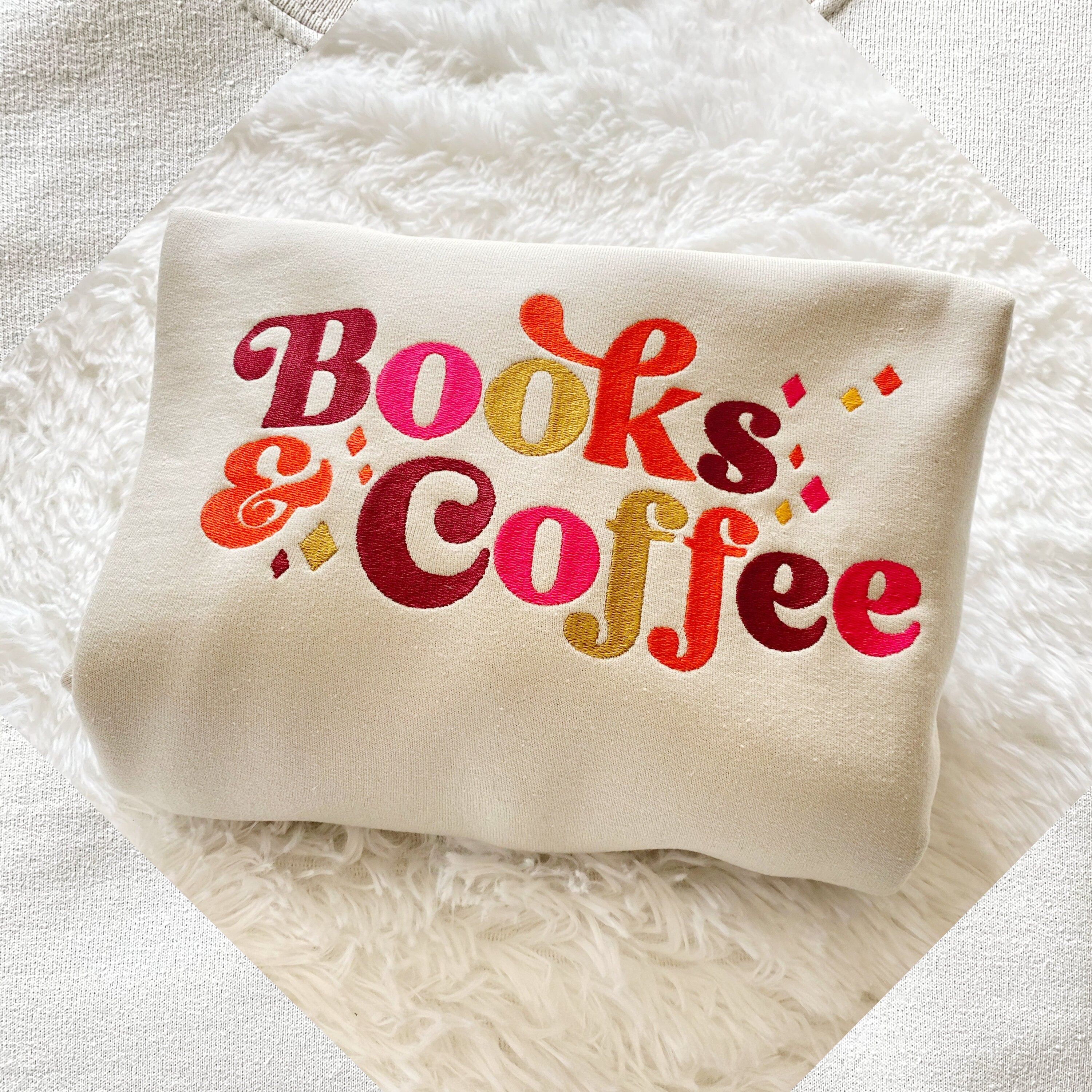 Books and Coffee Sweatshirt, Book Lover Gift, Bookish Sweatshirt, Reading Sweatshirt. Bookish, Embroidered