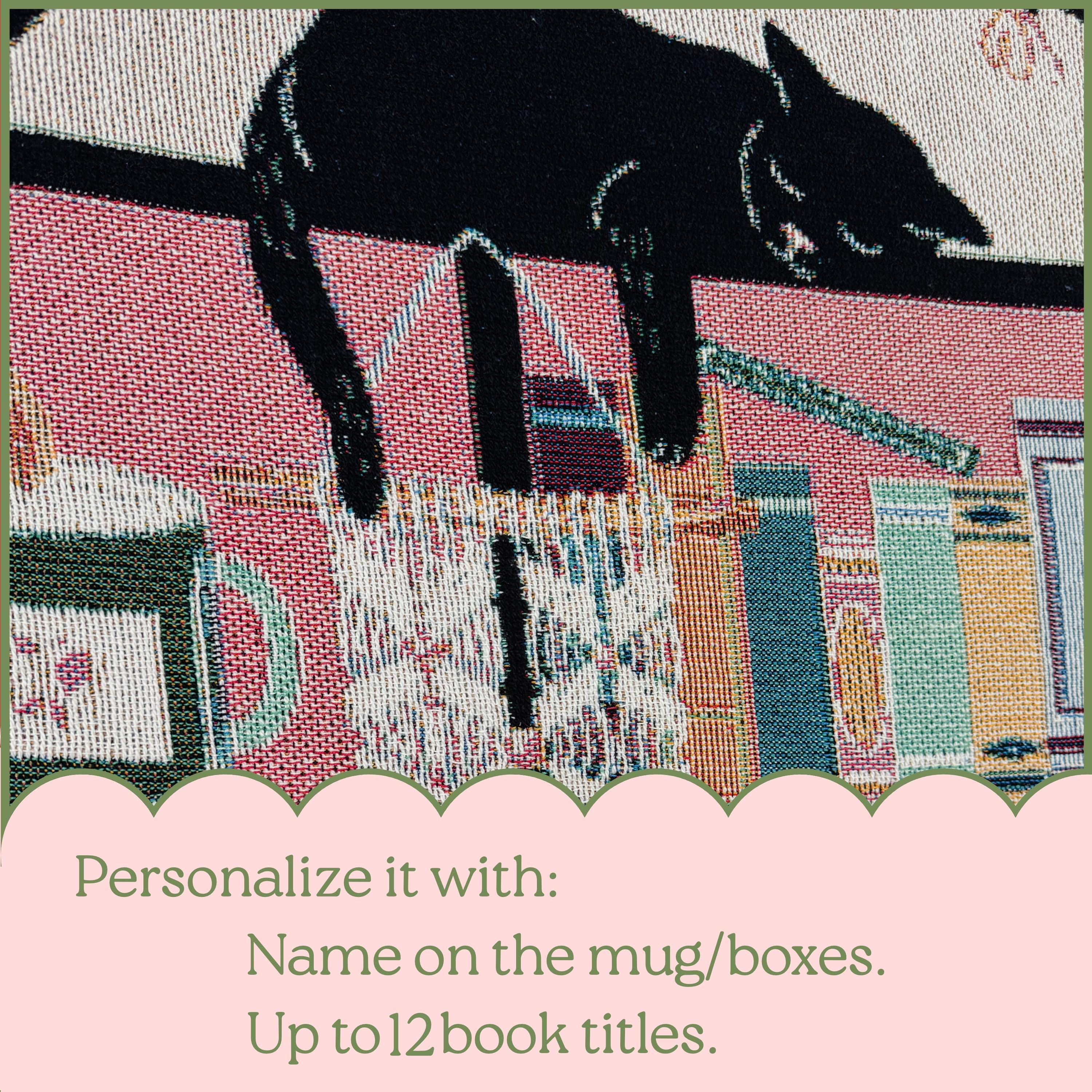 Bookshelf Throw Blanket: Bookish Woven Tapestry, Personalized Gift For Readers, Custom Housewarming Gift, Book Lover Wall Hanging Tapestry