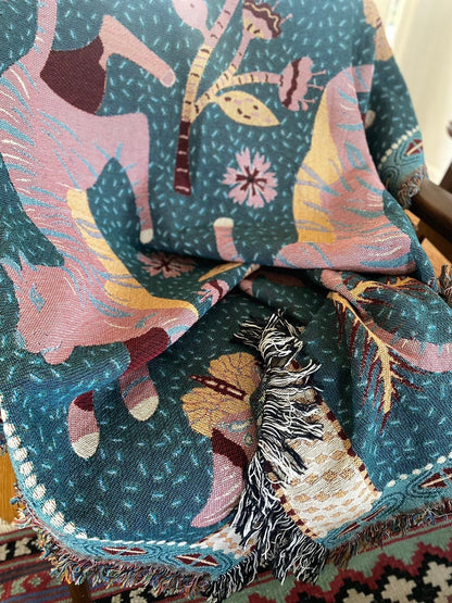 Eclectic Woven Throw Blanket. Maximalist Bedroom - Tapestry Aesthetic. Tiger Boho Throw Blanket. Gift For Her. Girl Power Gift.