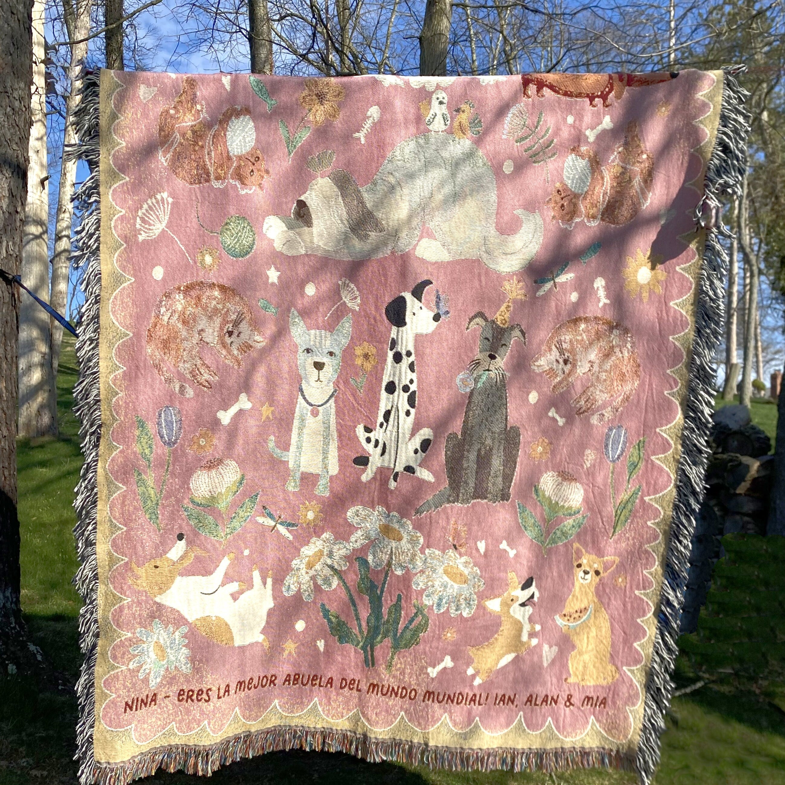 Custom Blanket For Pet Lovers Cat And Dog Woven Throw Tapestry, Personalized Dog And Cat Mom, Light Weighted Blanket, Custom Dog Lover Gift