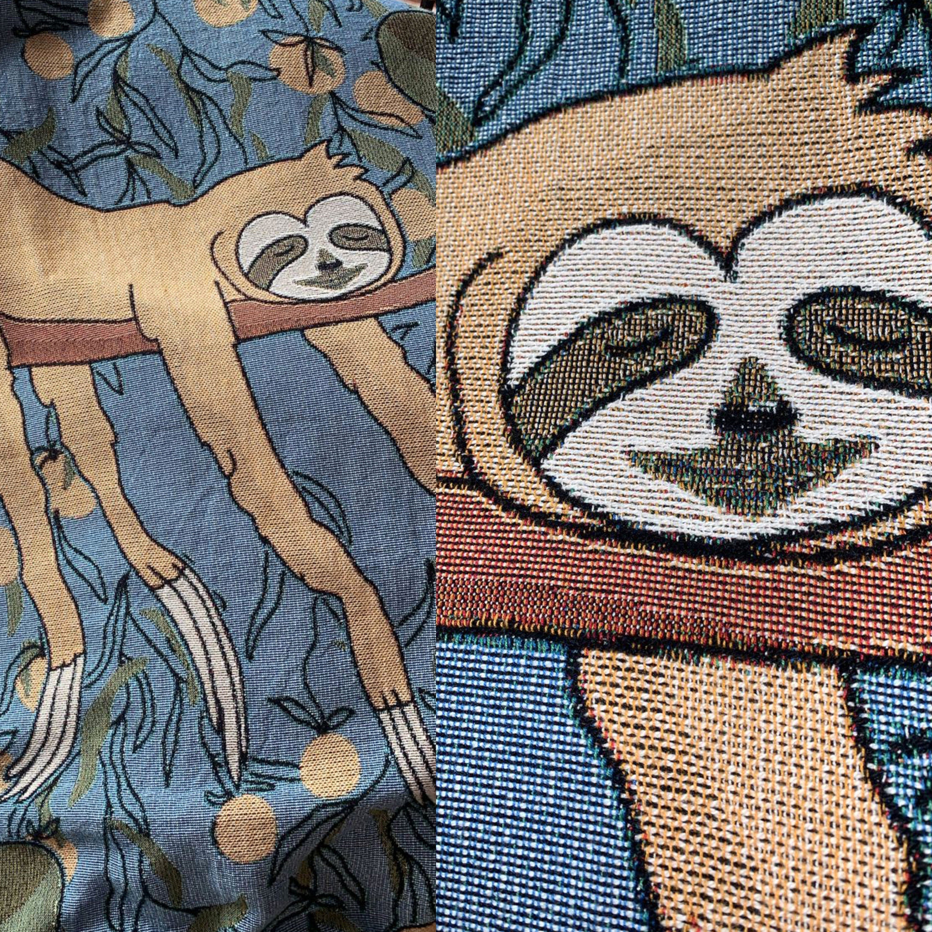 Funny Tapestry Aesthetic Eclectic Woven Throw Blanket Hygge Gift Sloth Boho Throw Blanket Wedding Gift For Couple Unique