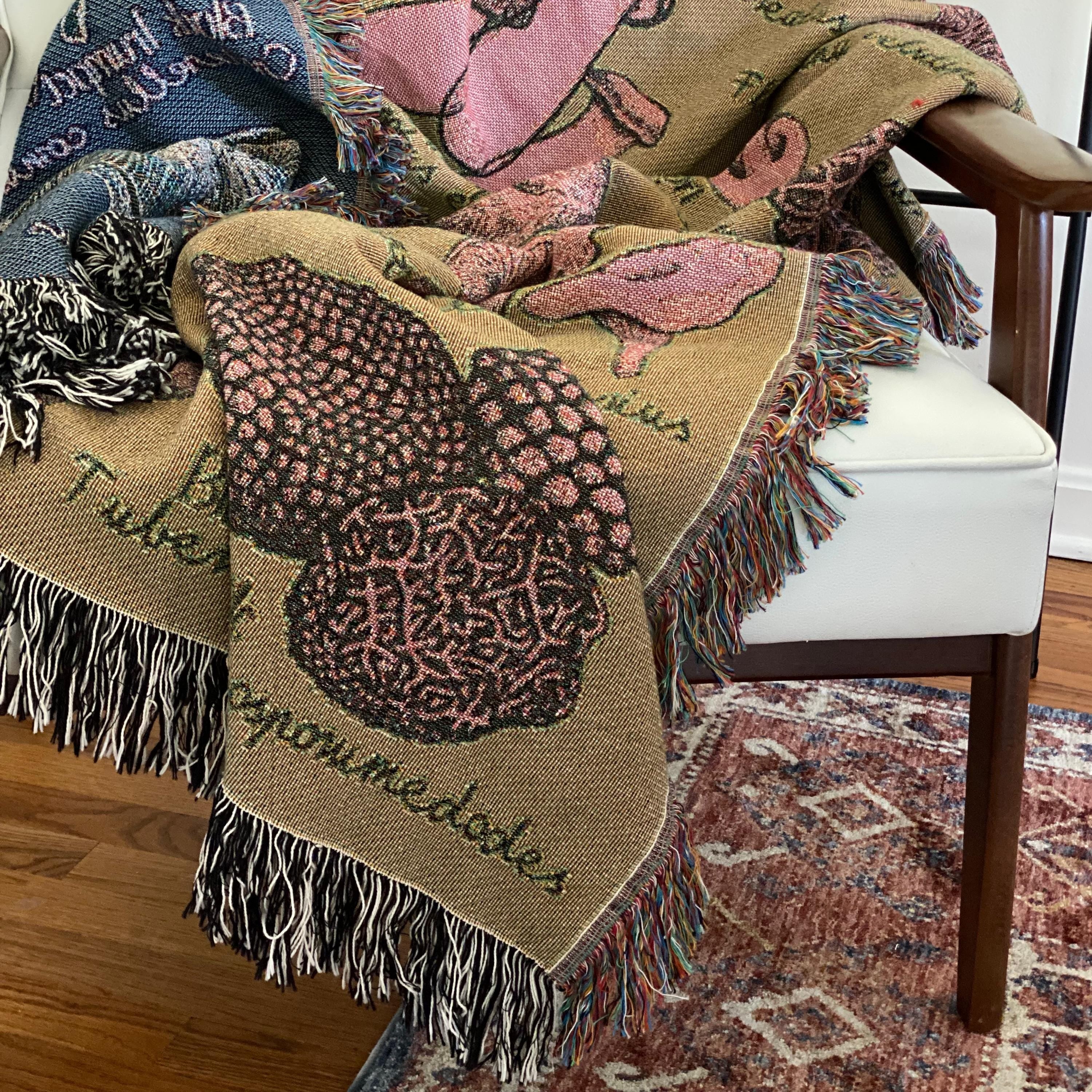 Mushroom Woven Throw Blanket Mushroom Lovers Gift Vintage Mushroom Tapestry Cabin Boho Blanket Pink Fairycore Tapestry Wall Art