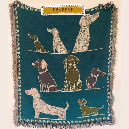 Pink Dog Throw Blanket: Woven Cotton Throw, Cute Gift For Dog Or Pet Lovers, Puppy Decor