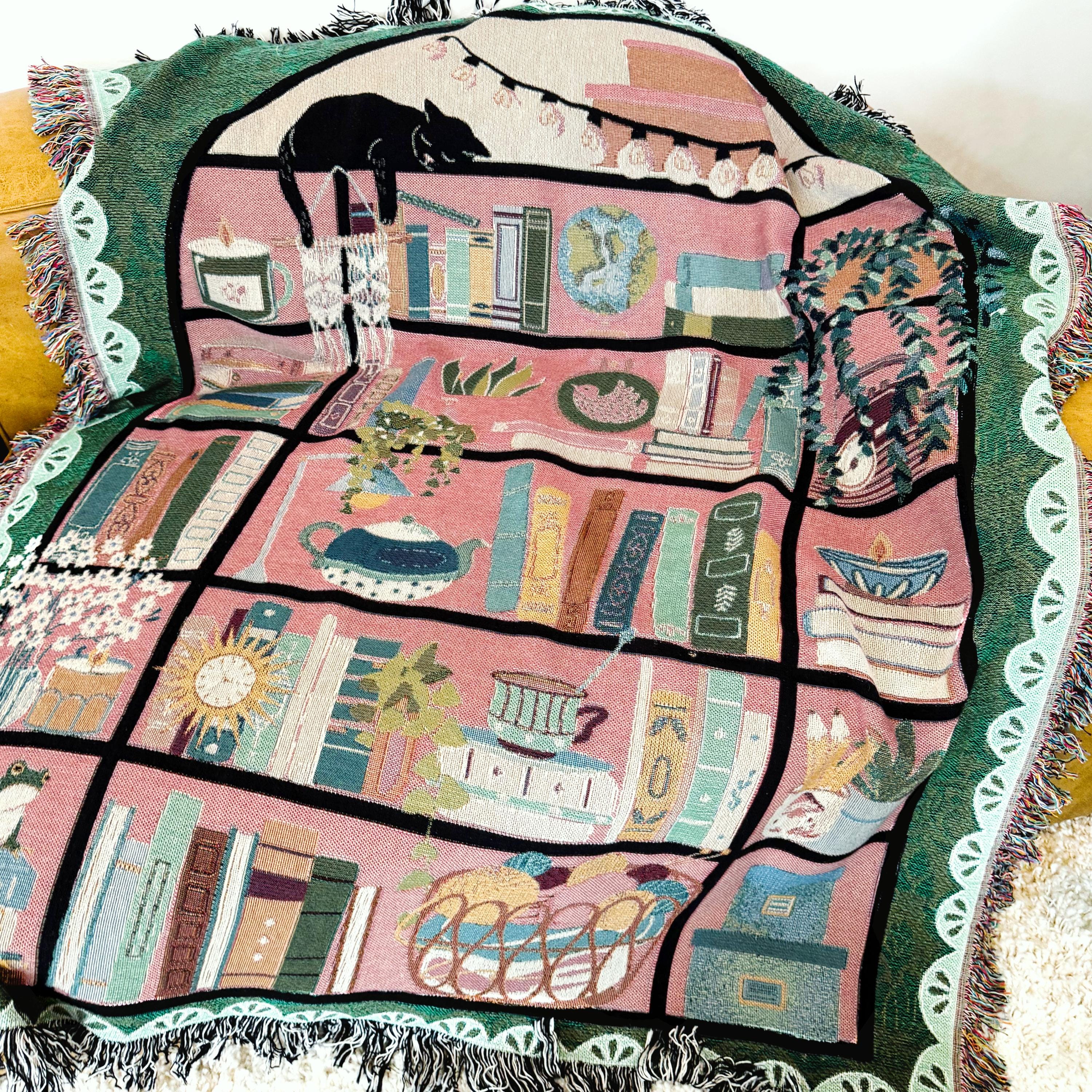 Custom Tapestry For Book Lover Throw Blanket Bookish Woven Tapestry Personalized Gift For Readers Book Club Gift Cozy Book Nook Wall Hanging