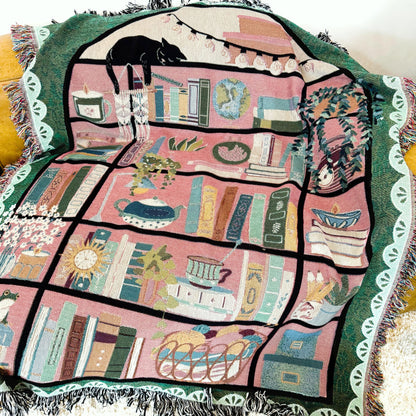 Custom Tapestry For Book Lover Throw Blanket Bookish Woven Tapestry Personalized Gift For Readers Book Club Gift Cozy Book Nook Wall Hanging