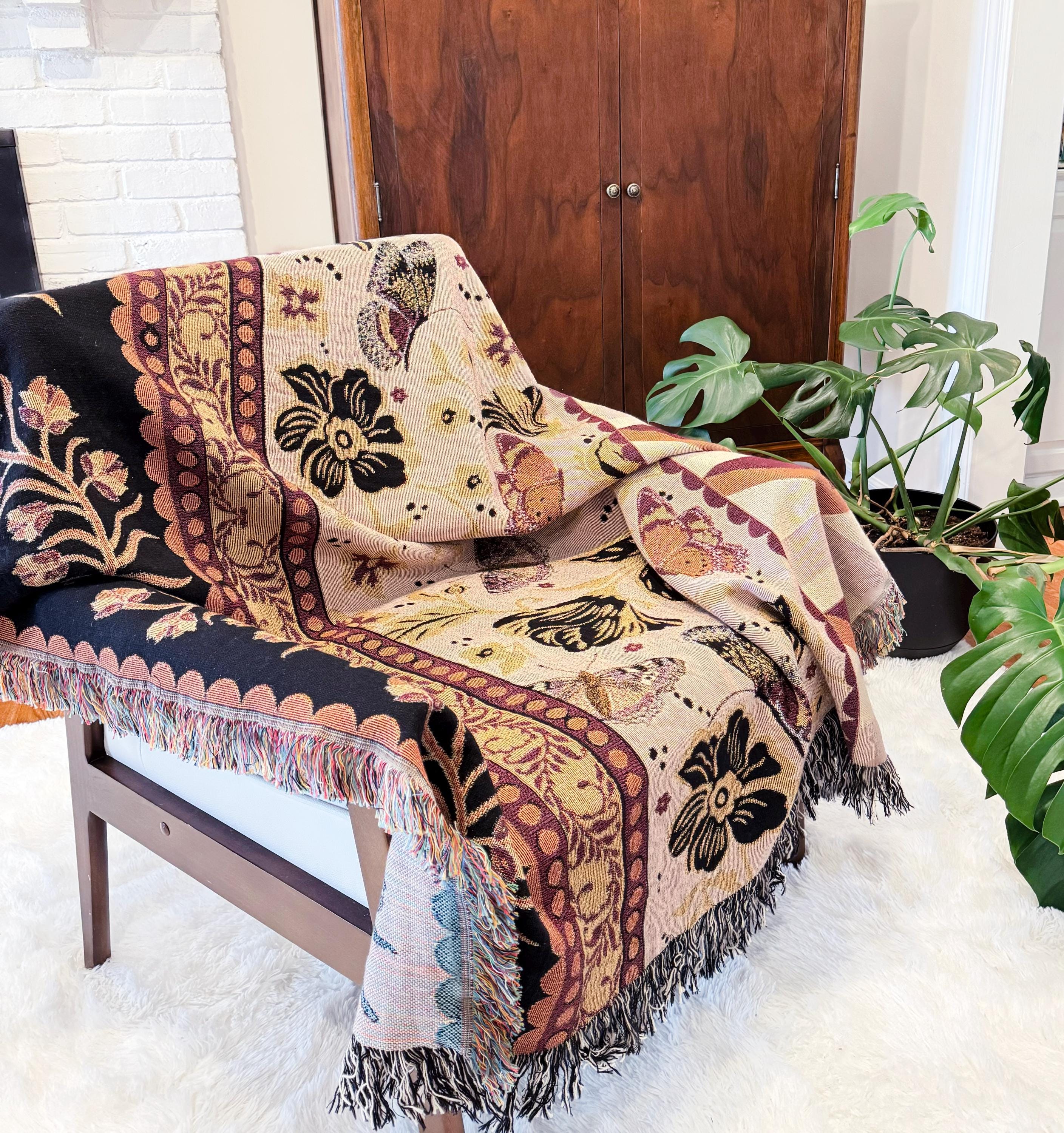 Cozy Woven Throw Blanket - Reading Nook Blanket - Modern Vintage Wall Tapestry - Personalized Woven Blanket - Gift For Reader Homebody Gift
