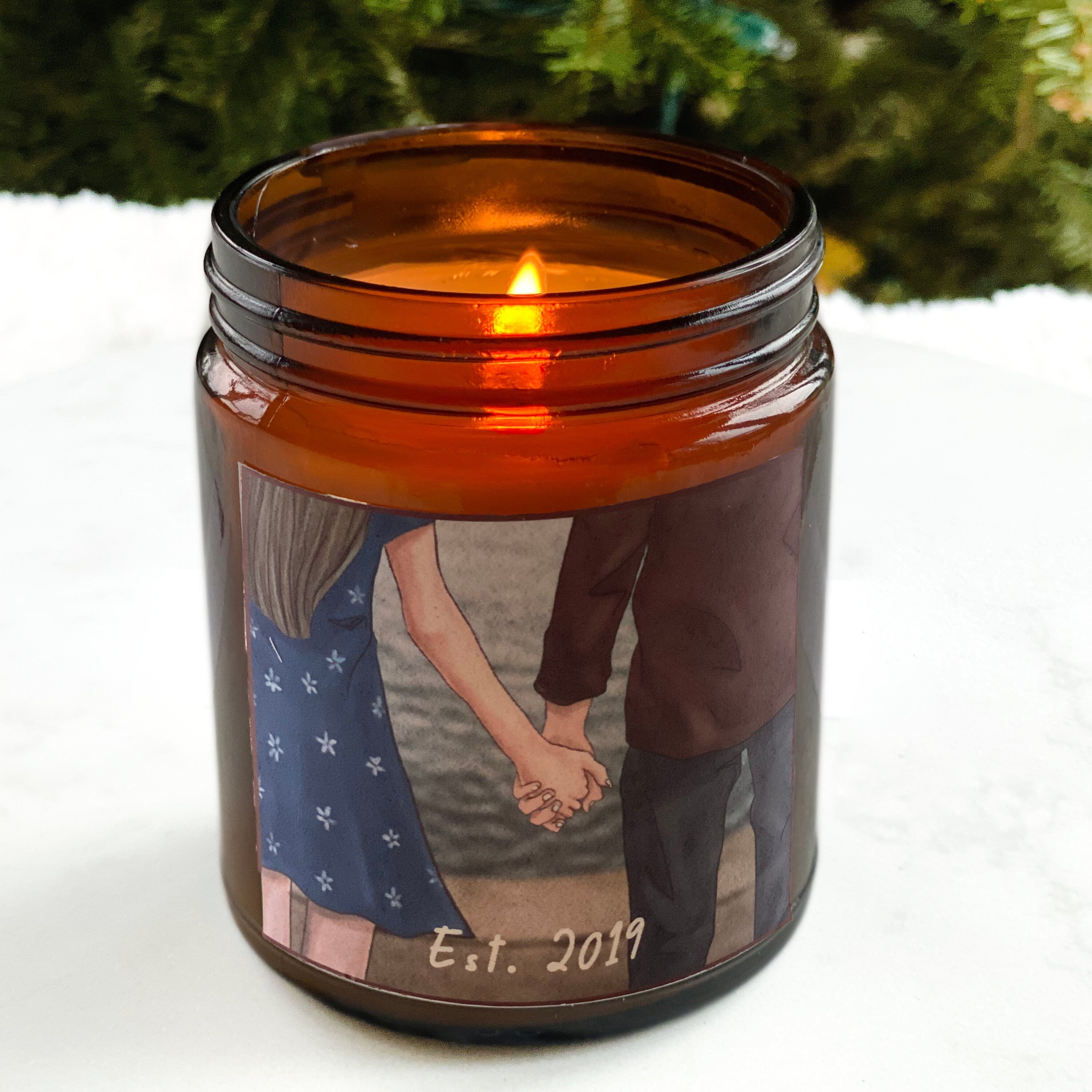 Personalized Candle of Couple Holding Hands, Personalized Anniversary Gift, Natural Soy Wax, Custom Hygge Gift, Reading Nook Decor