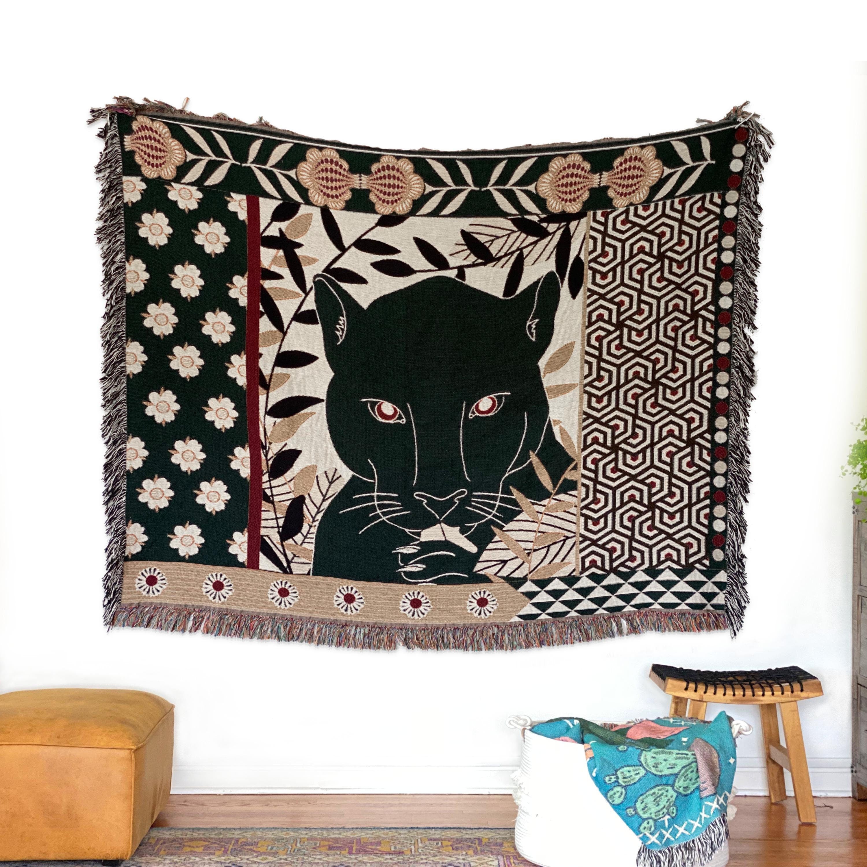 Maximalist Decor. Woven Blanket For Picnic. Beach Blanket For Picnic. Black Panther Woven Throw Blanket. Picnic Blanket