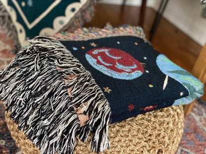 Personalized Throw Blanket Celestial Whale Tapestry Aesthetic Decor Boys Girls Room Custom Birthday Gift