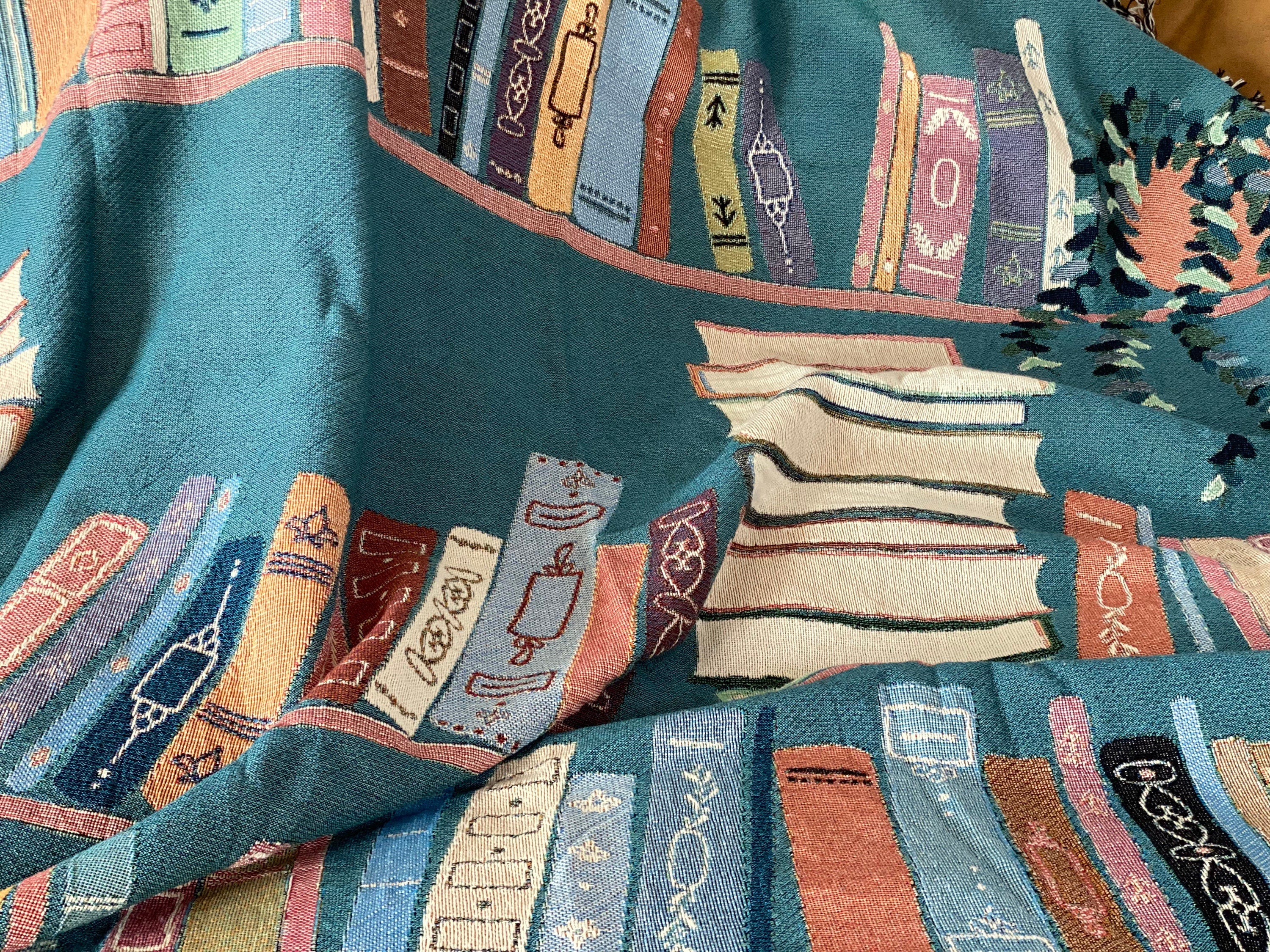 Book Lover Throw Blanket Bookish Woven Tapestry Personalized Gift For Readers Personalized Gift Bookshelf And Plants Decor