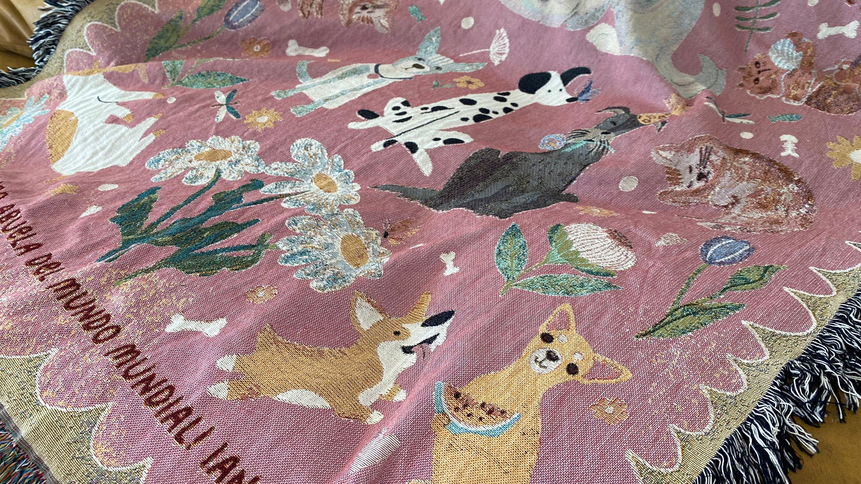 Custom Blanket For Pet Lovers Cat And Dog Woven Throw Tapestry, Personalized Dog And Cat Mom, Light Weighted Blanket, Custom Dog Lover Gift