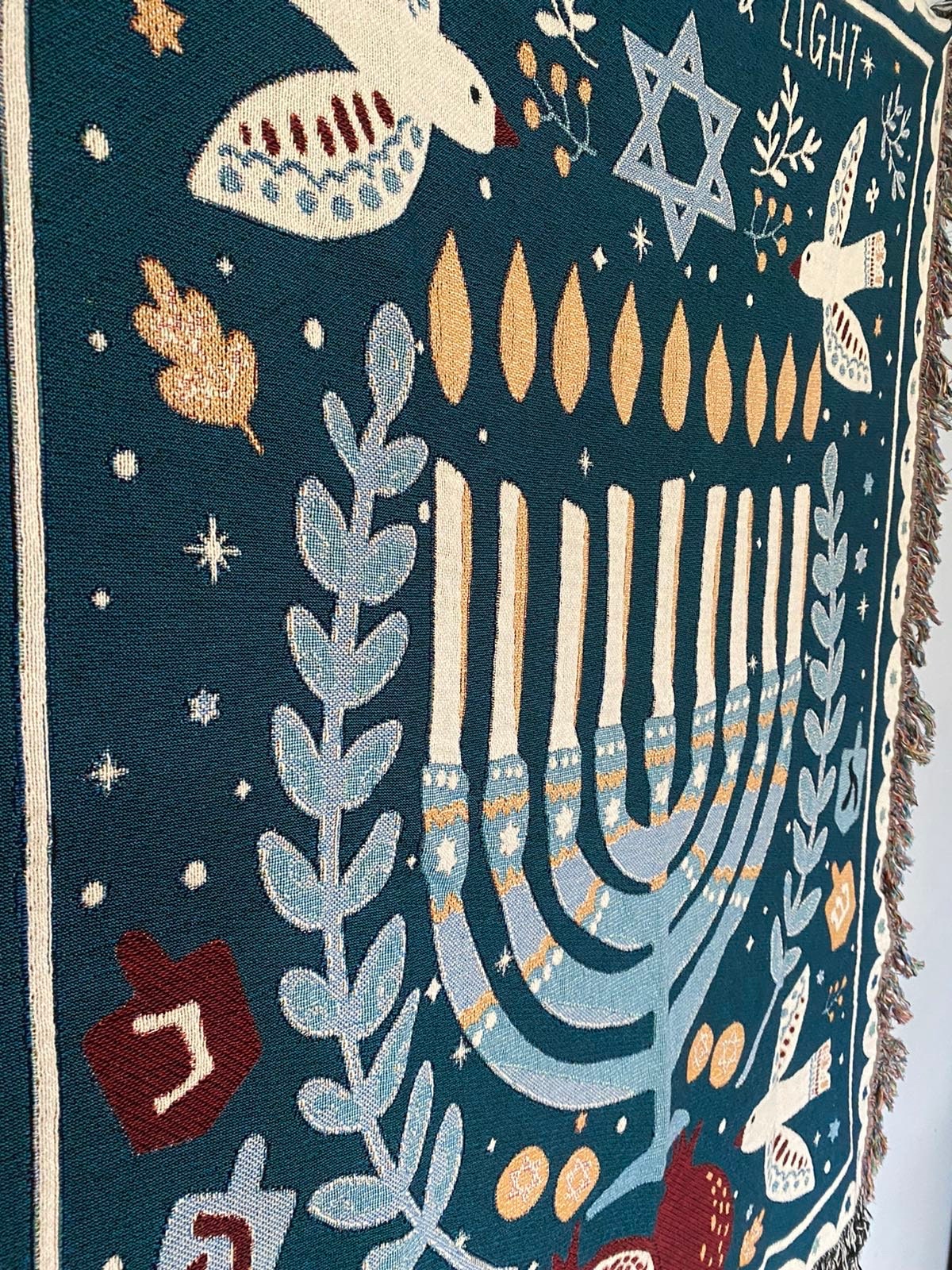 Bar Mitzvah Throw Blanket, Personalized Hebrew Gift, Modern Jewish Art, Peace, Gift For Bar Mitzvah