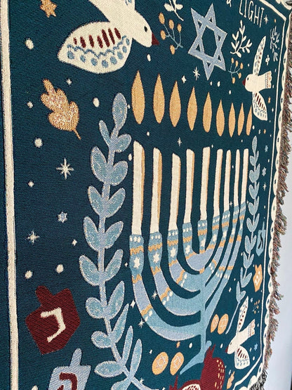 Bar Mitzvah Throw Blanket, Personalized Hebrew Gift, Modern Jewish Art, Peace, Gift For Bar Mitzvah