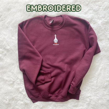 Silly Goose Sweatshirt Embroidered Goose Sweater