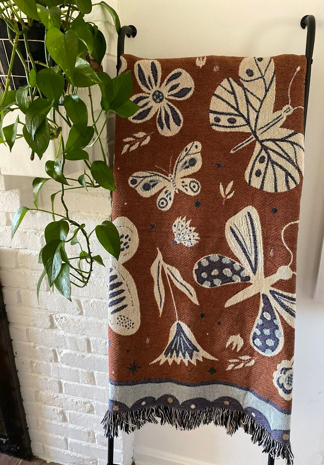 Butterflies and Moths Blanket, Modern Farmhouse Decor, Insect Tapestry Aesthetic Personalized Picnic Blanket, Book Nook Blanket, Hygge Decor