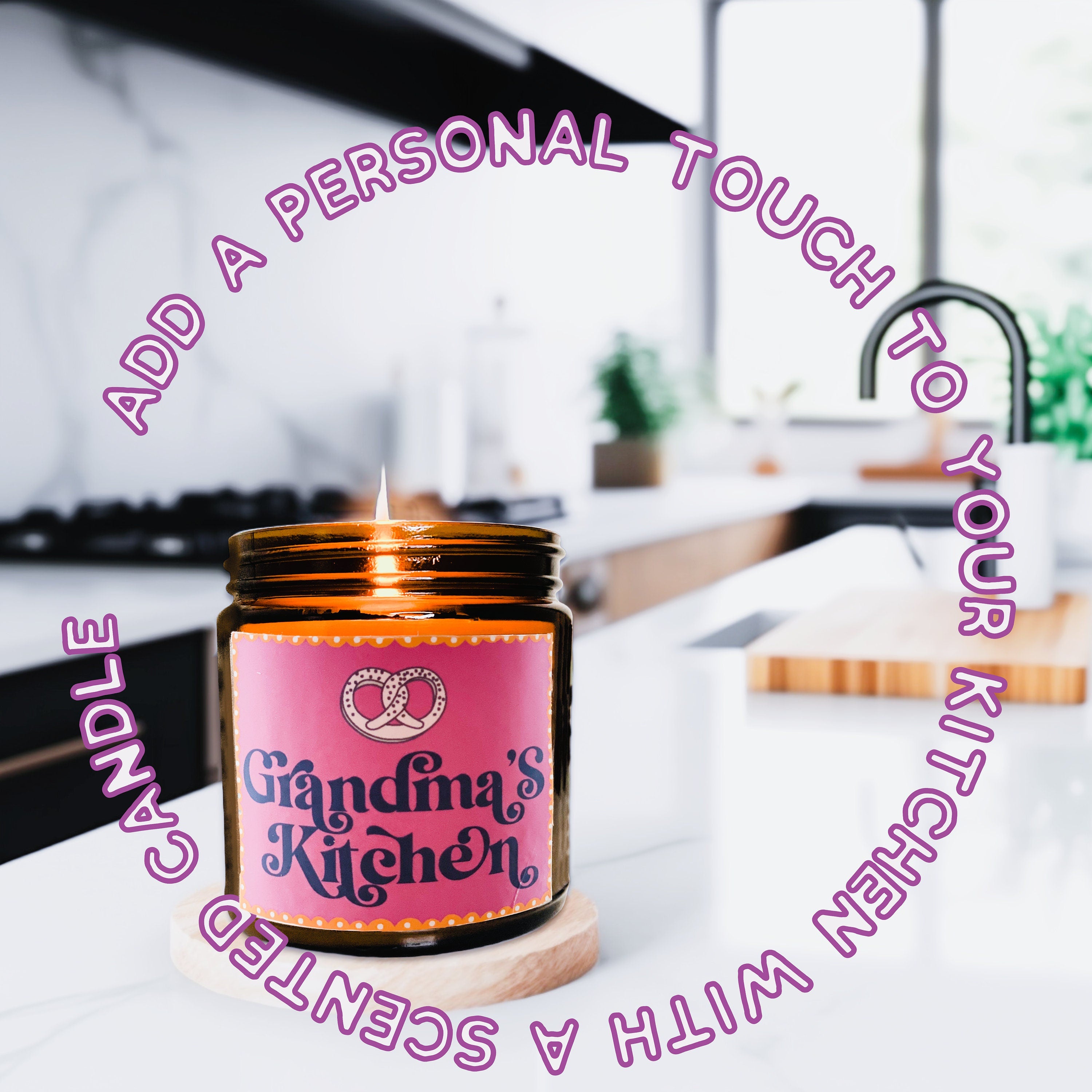 Grandma's Kitchen Scented Candle, Mother's Day Gift for Nana, Pink Coquette Room Decor, Kitchen Island Decoration