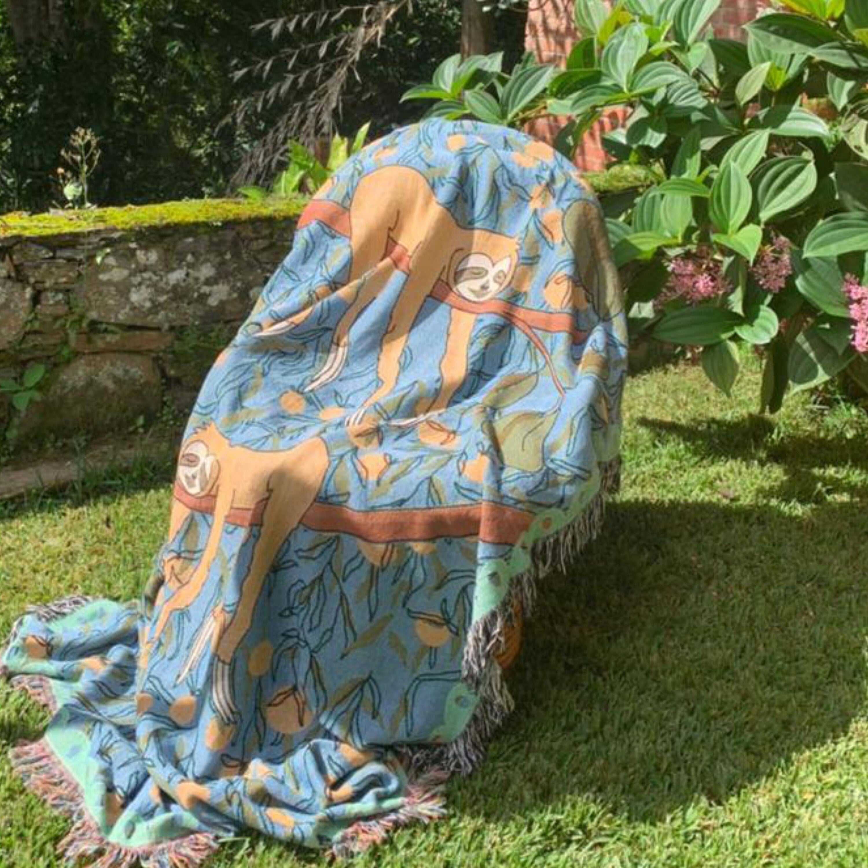 Funny Tapestry Aesthetic Eclectic Woven Throw Blanket Hygge Gift Sloth Boho Throw Blanket Wedding Gift For Couple Unique