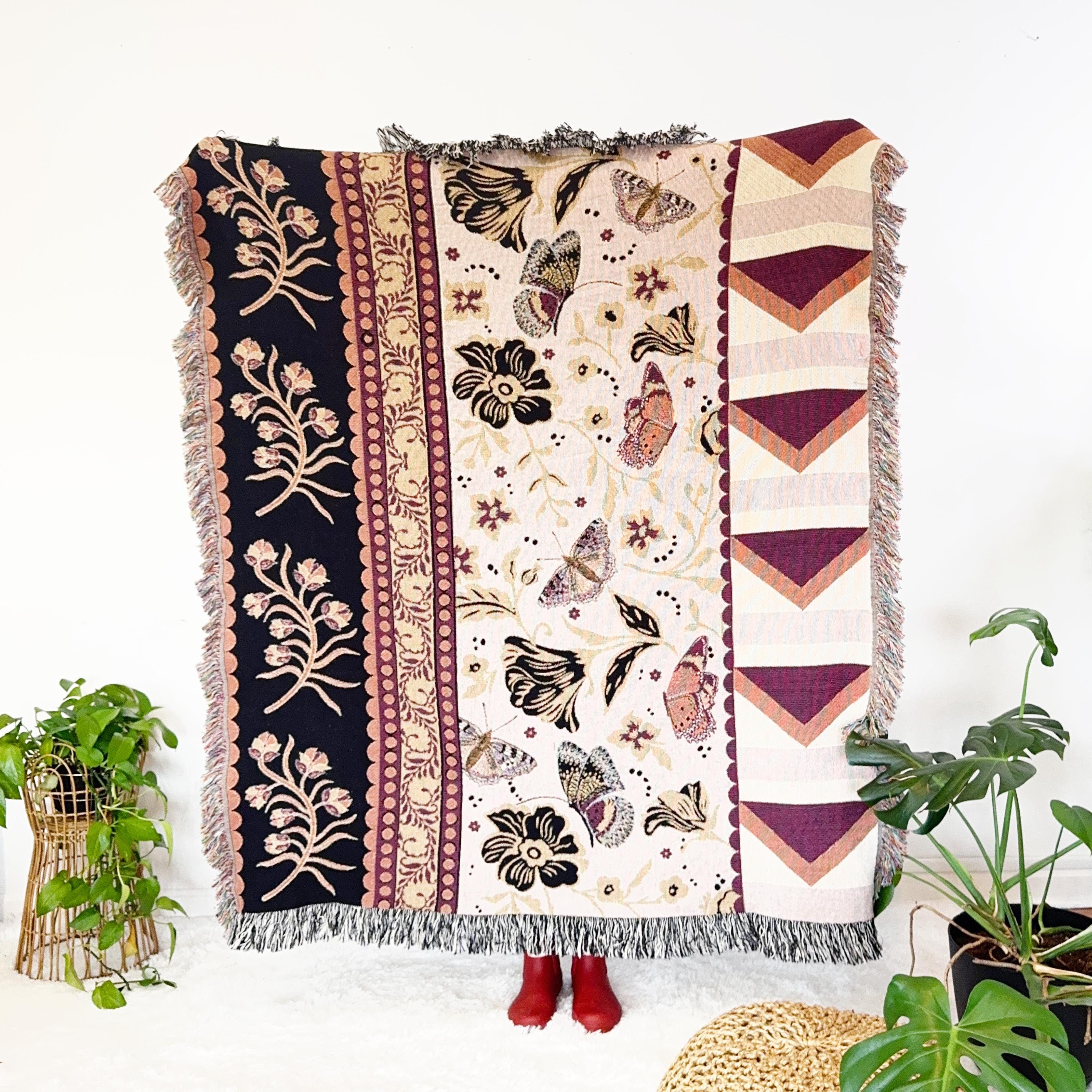 Cozy Woven Throw Blanket - Reading Nook Blanket - Modern Vintage Wall Tapestry - Personalized Woven Blanket - Gift For Reader Homebody Gift