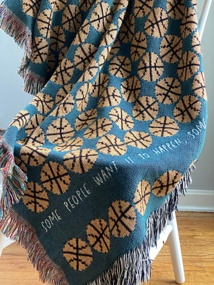 Personalized Basketball Woven Blanket, Custom Basketball Gift,  Personalized Basketball Coach Gift, Sports Beach Blanket
