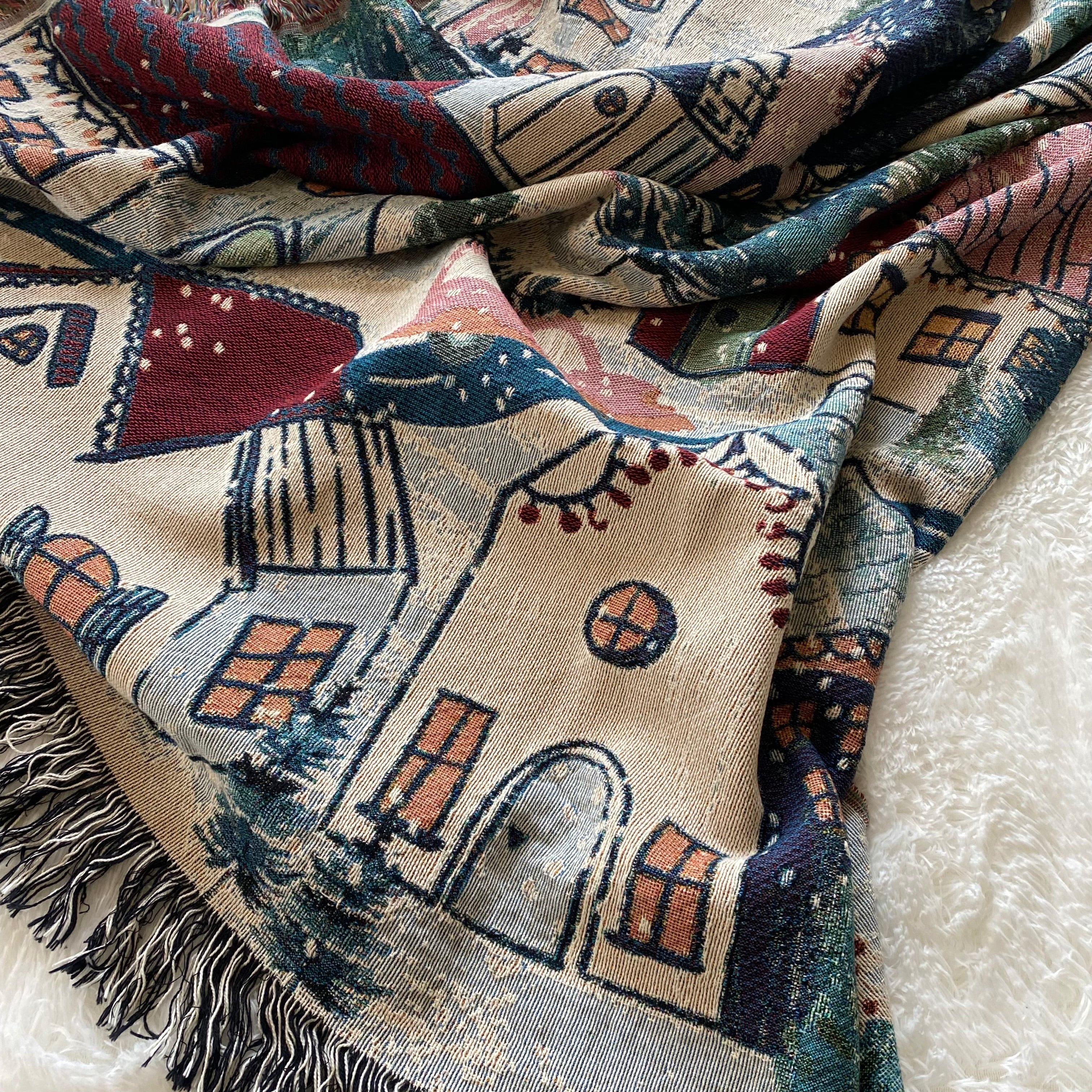 The Winter Village Woven Blanket